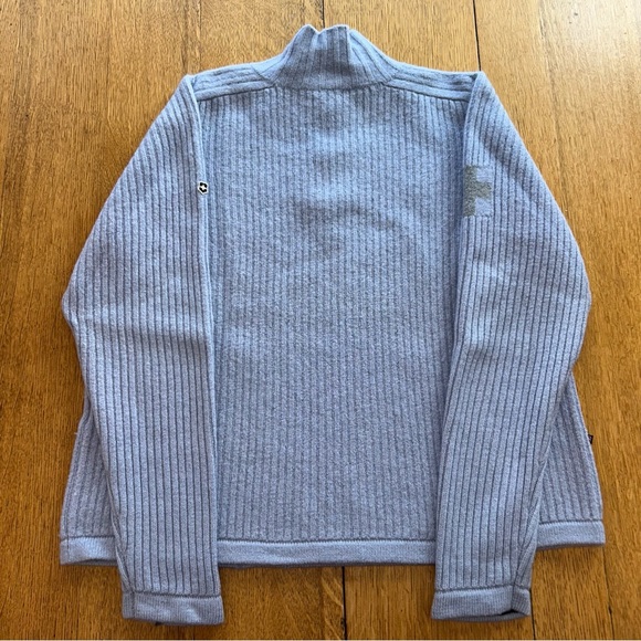 Victorinox Swiss Army Men’s 100% Wool Quarter Zip Sweater Size Large Gray Ribbed - Picture 2 of 8